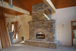 Interior, fireplace in great room