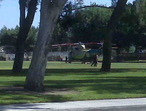 Helicopter Lands in Newhall Park. Huh?
